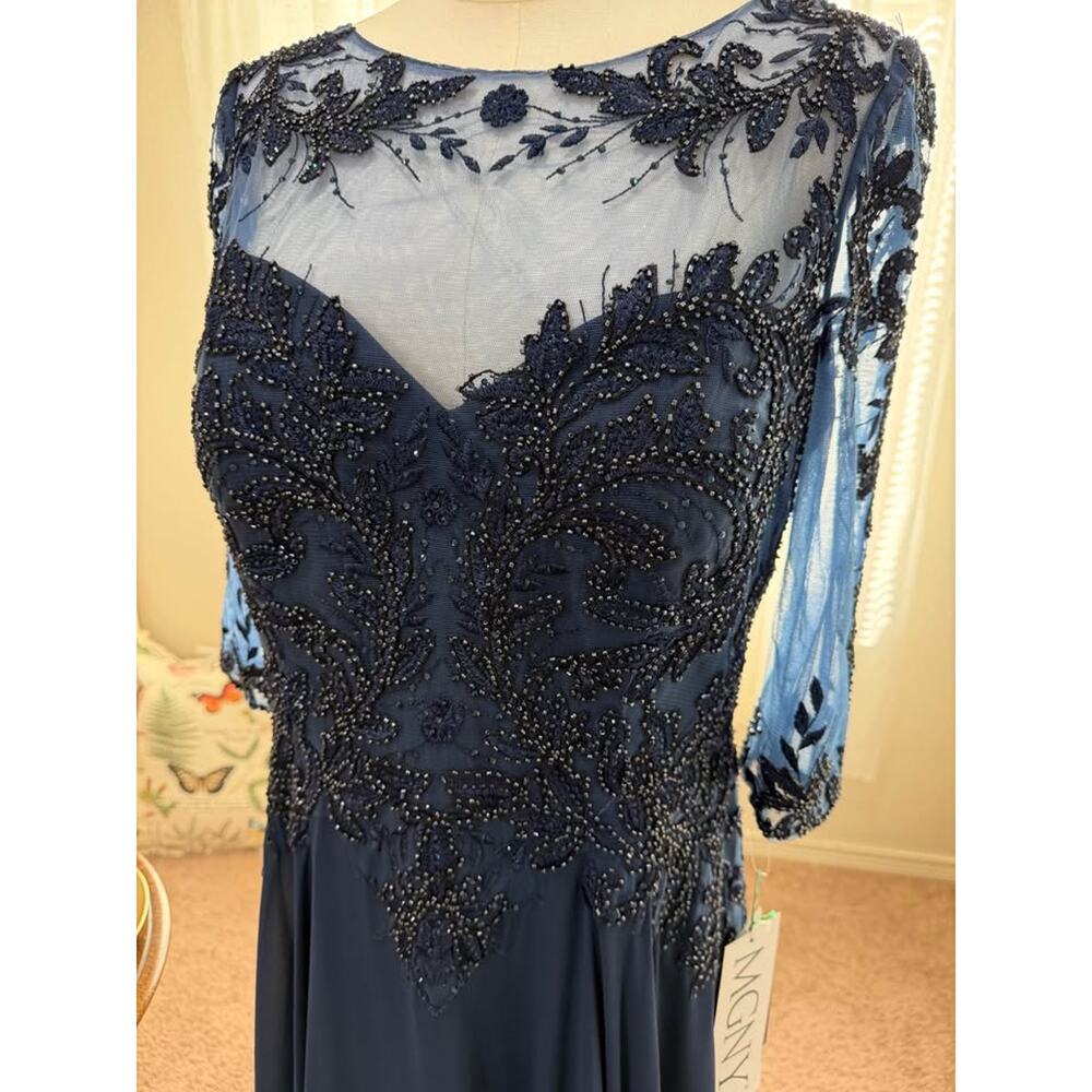 MGNY Navy Beaded Formal Gown Size 10 – New with Tags